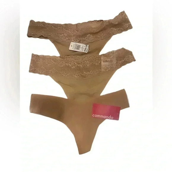 NWT lot of 3 Natori/Commando lightweight jersey stretch thong panty underwear XS - Picture 2 of 2